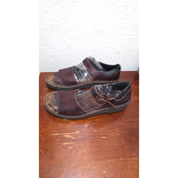 Naot Women's 39/8-8.5 Brown Leather Open-Toe Fishermen Sandals Adjustable Buckle - Picture 4 of 8